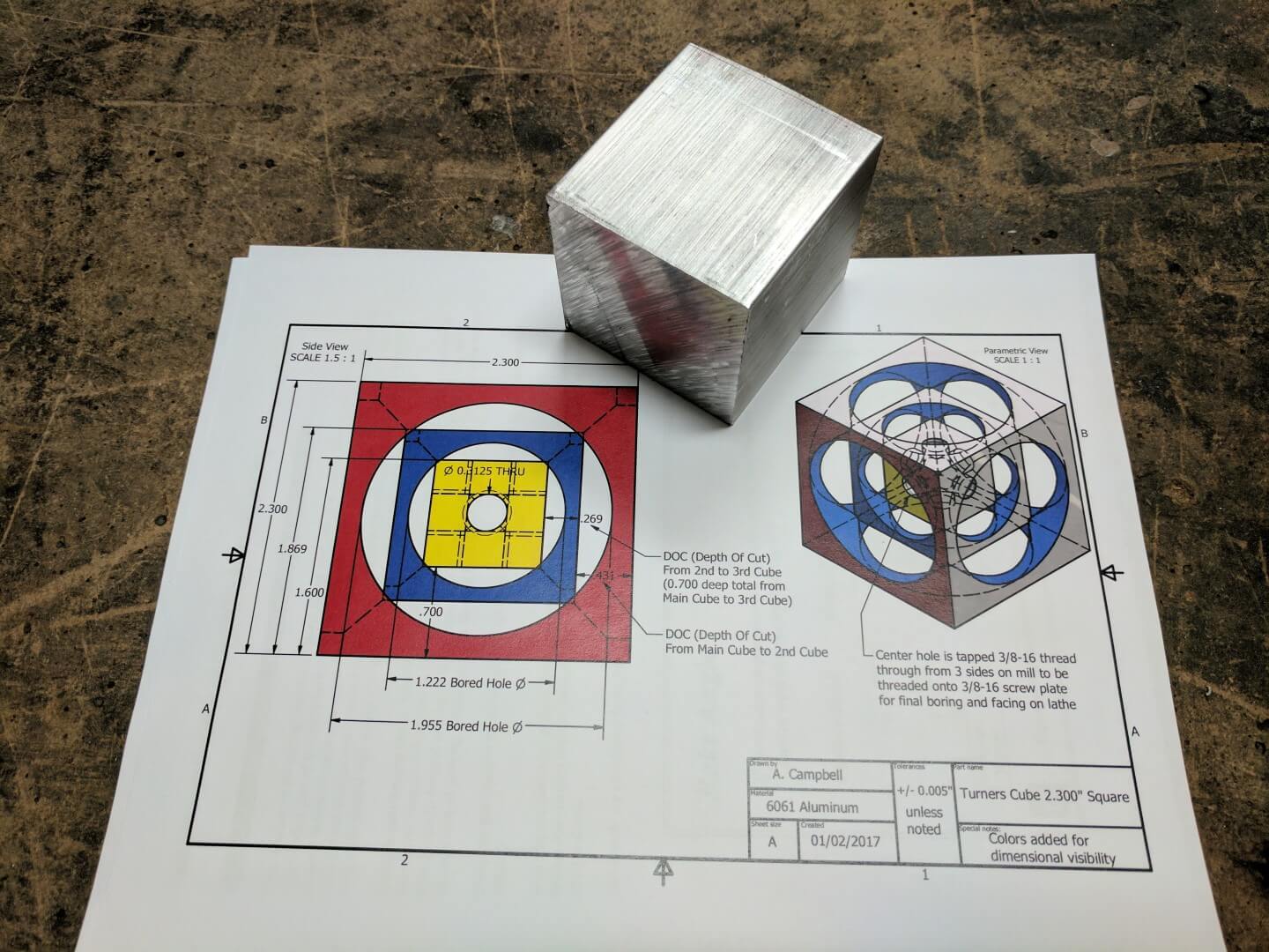 1 inch aluminum turners cube 